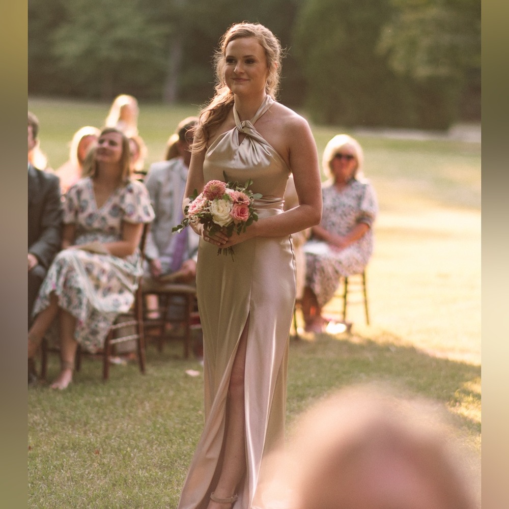Birdy Grey - Monica Shiny Satin Dress - Neutral Champagne